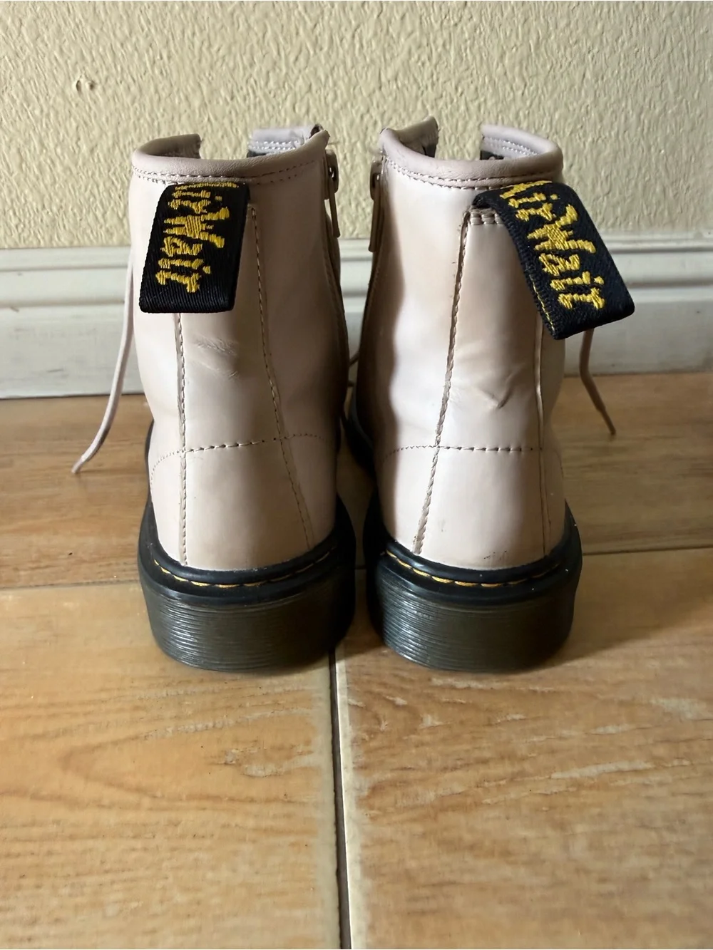Dr. Martens Kids Lace-Up Combat Boots in Light Pink